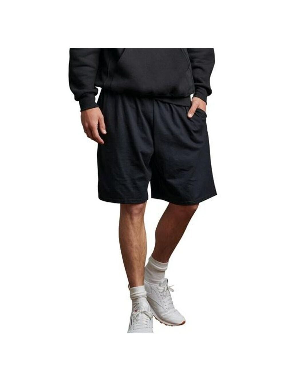 Mens Cotton Jersey Shorts Relaxed Fit 9 Inch Elastic Waist With Pockets